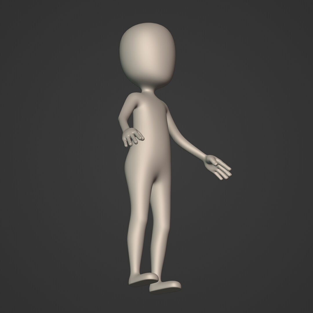 Cartoon Character - Stickman - Man - Boy - Chibi - Base Mesh Low-poly 3D model_15