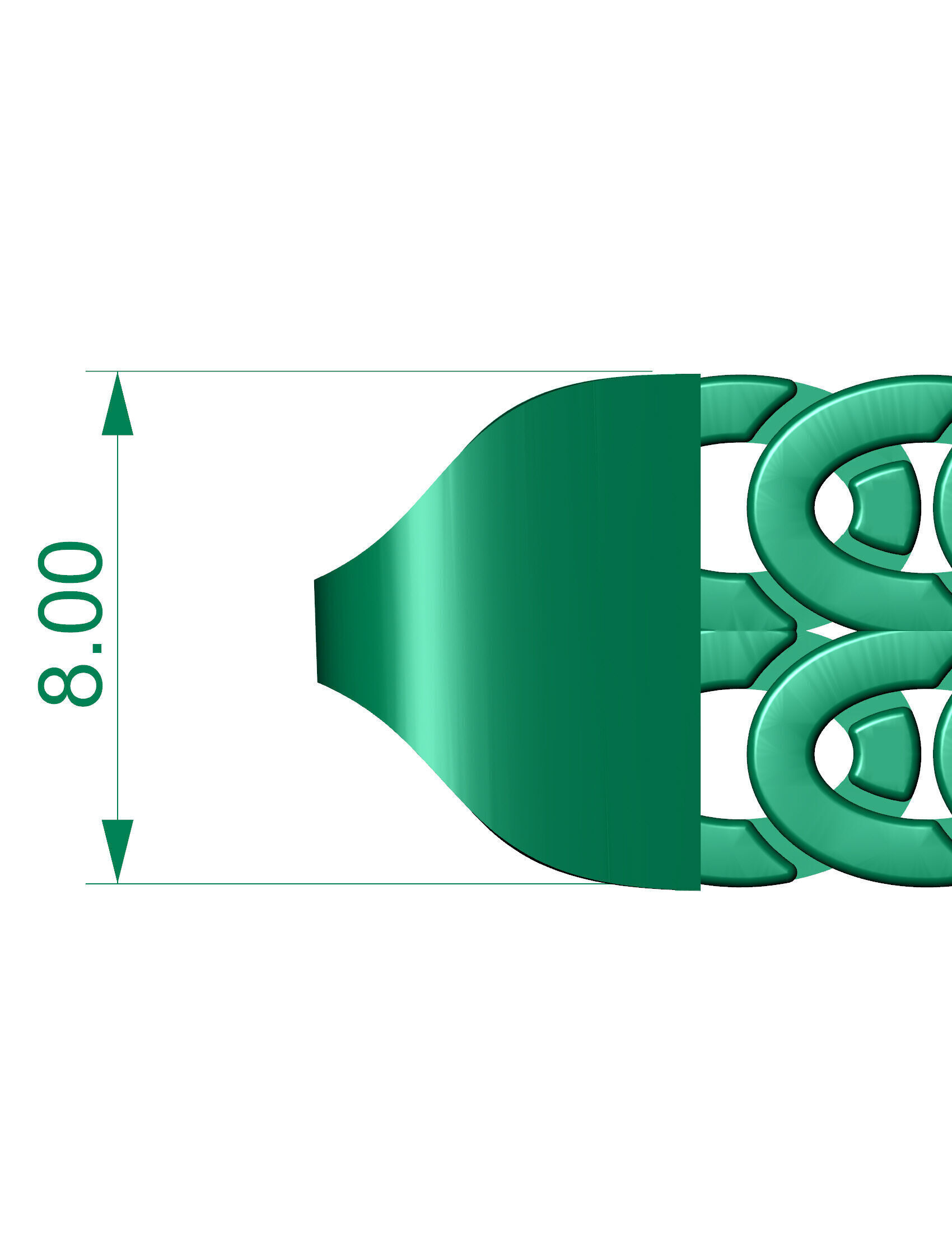 8mm 2 Line Oval Cuban Bracelet Strick Type for All Metal  3D print model_4