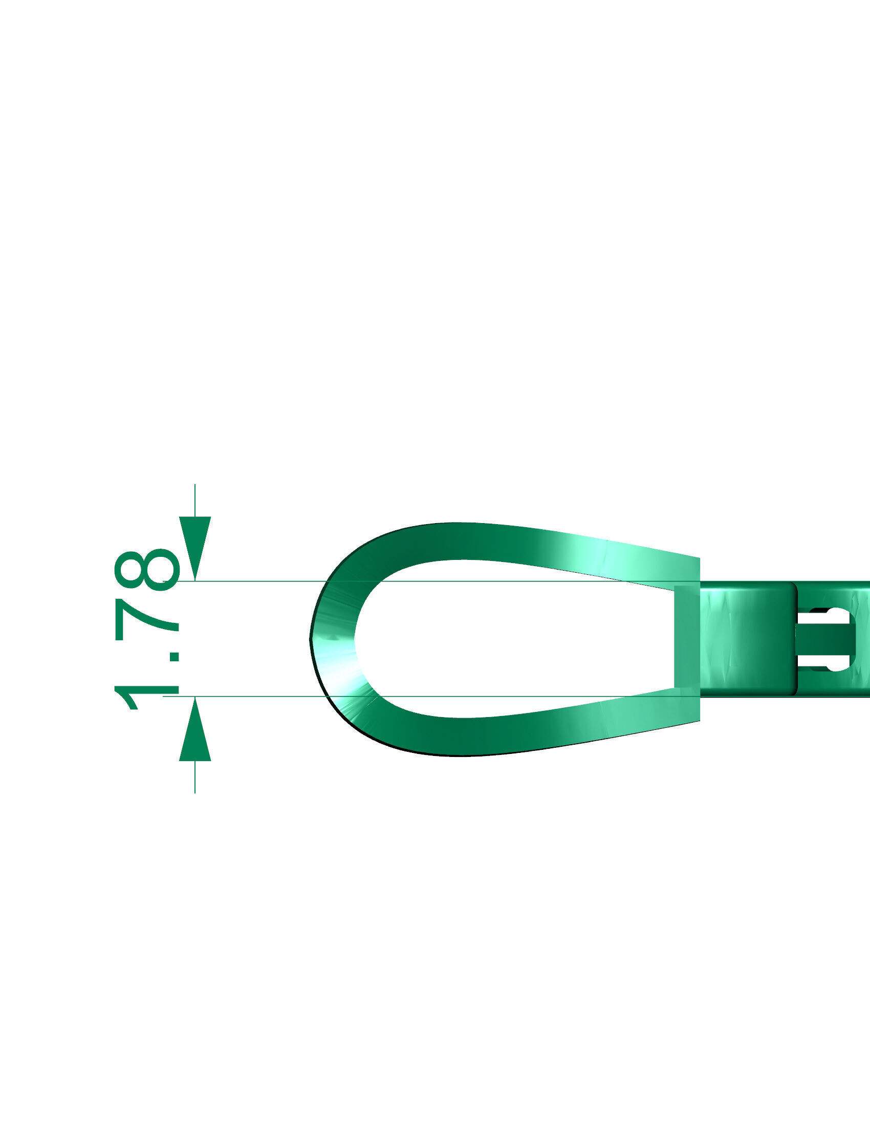 8mm 2 Line Oval Cuban Bracelet Strick Type for All Metal  3D print model_2