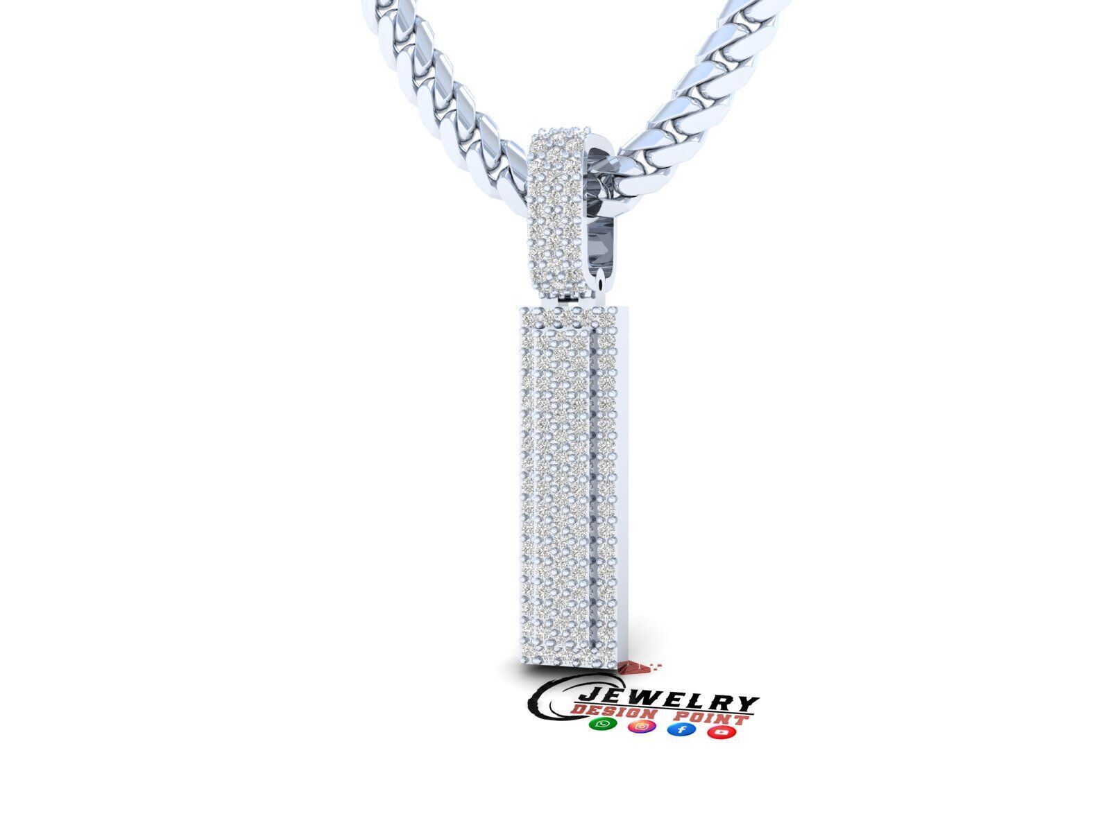 Custom Initial I Letter Diamond Pendant A to Z Alphabet Necklace 3D print model_3