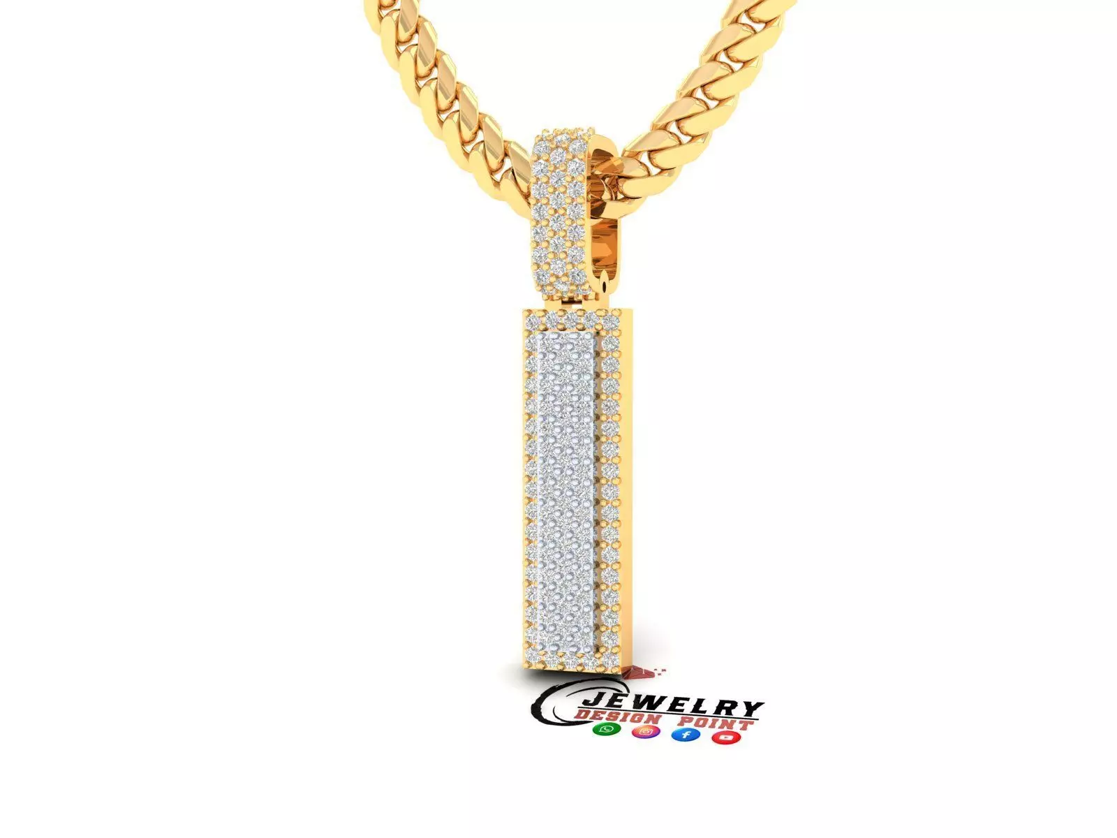 Custom Initial I Letter Diamond Pendant A to Z Alphabet Necklace 3D print model_0