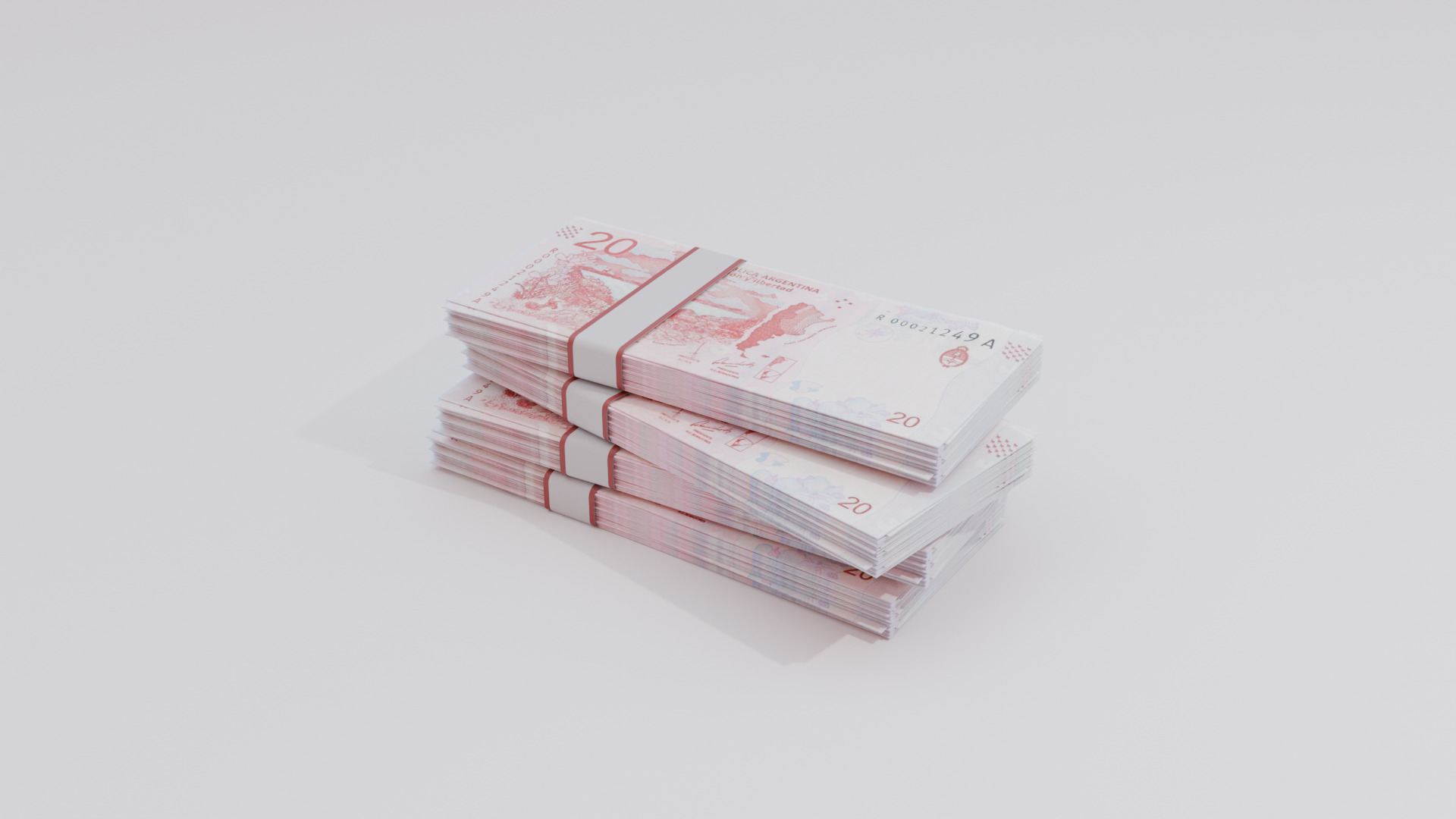 20 Argentine Peso Currency Low-poly 3D model_3
