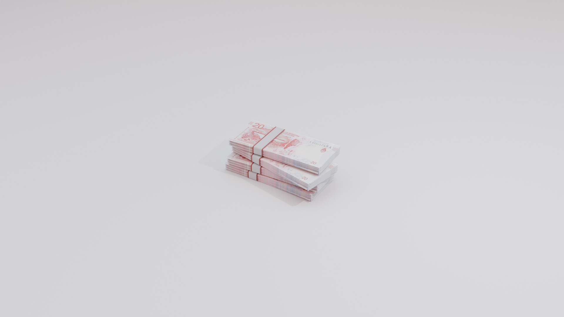 20 Argentine Peso Currency Low-poly 3D model_1