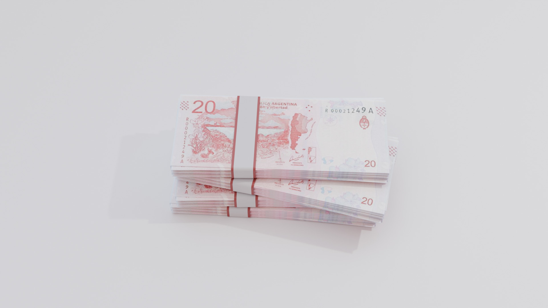 20 Argentine Peso Currency Low-poly 3D model_2