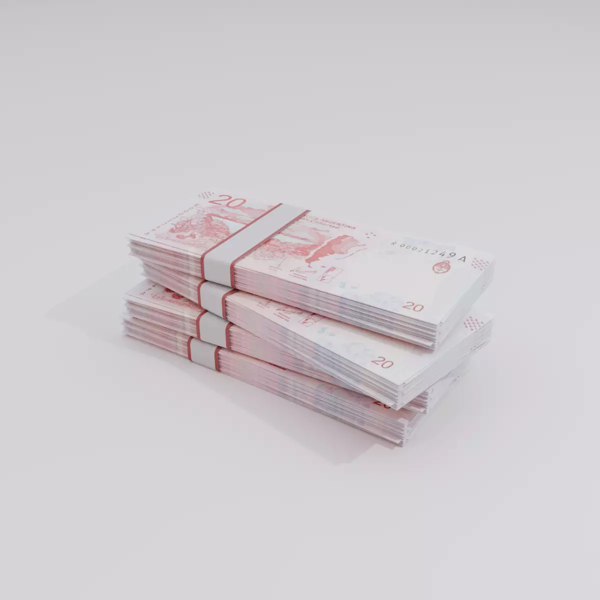 20 Argentine Peso Currency Low-poly 3D model_0
