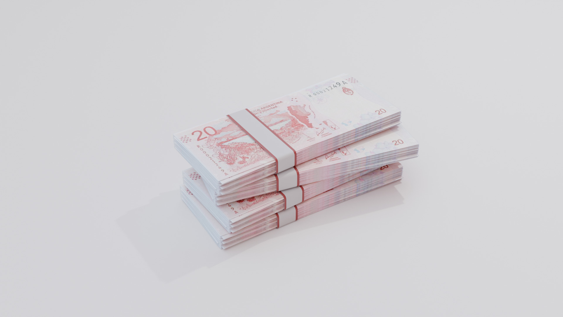 20 Argentine Peso Currency Low-poly 3D model_5