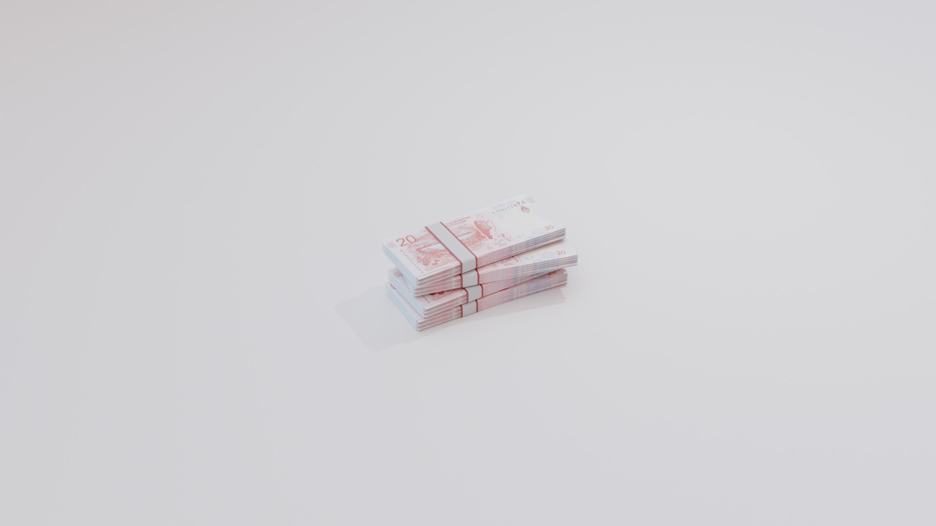20 Argentine Peso Currency Low-poly 3D model_4