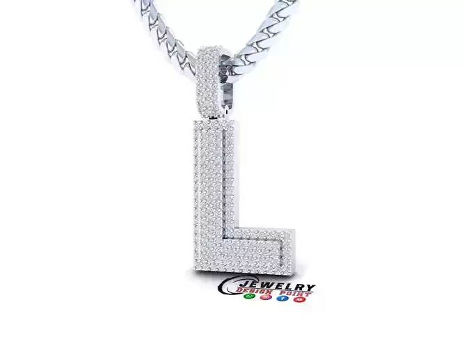 Custom Initial L Letter Diamond Pendant A to Z Alphabet Necklace 3D print model