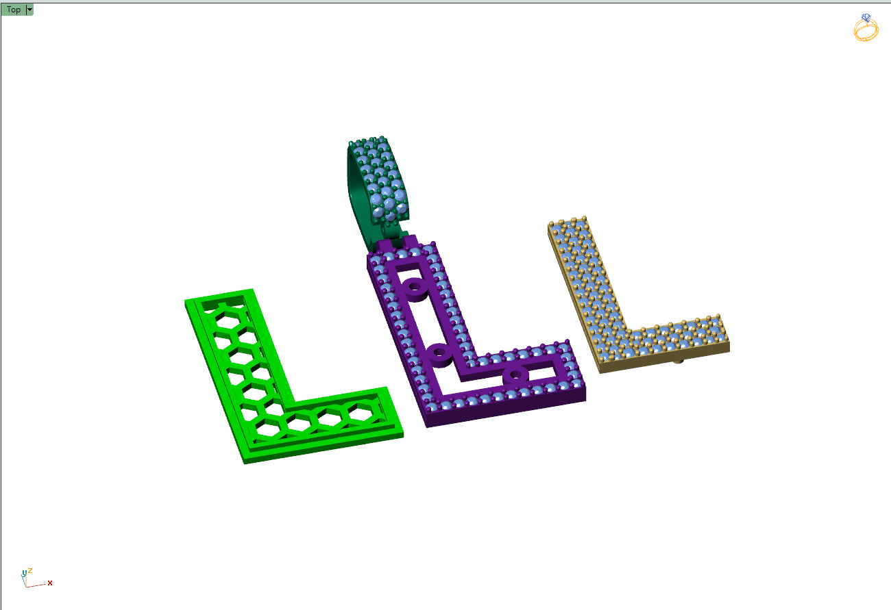 Custom Initial L Letter Diamond Pendant A to Z Alphabet Necklace 3D print model_12