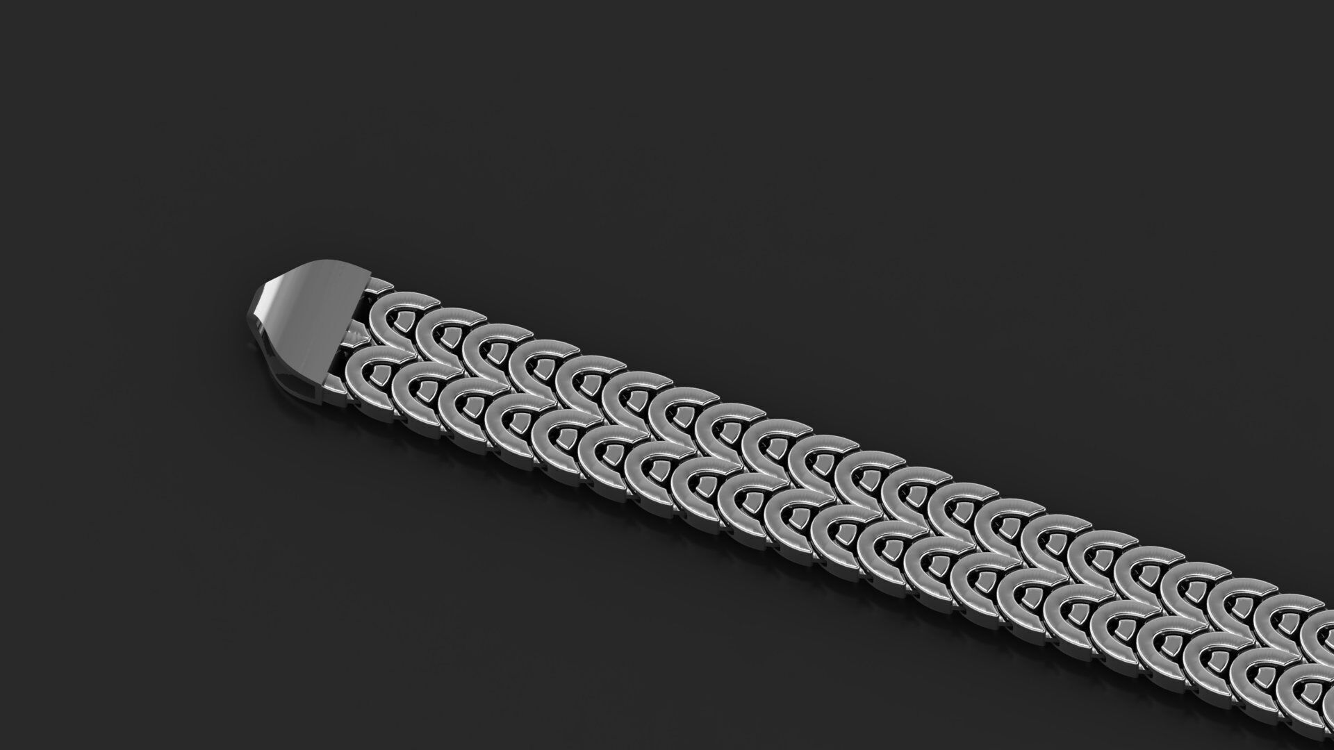 11mm 2 Line Oval Cuban Bracelet Strick Type for All Metal 3D print model_1