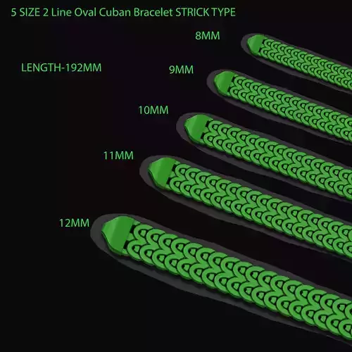  5 Size 2 Line Oval Cuban Bracelet Strick Type for All Metal 