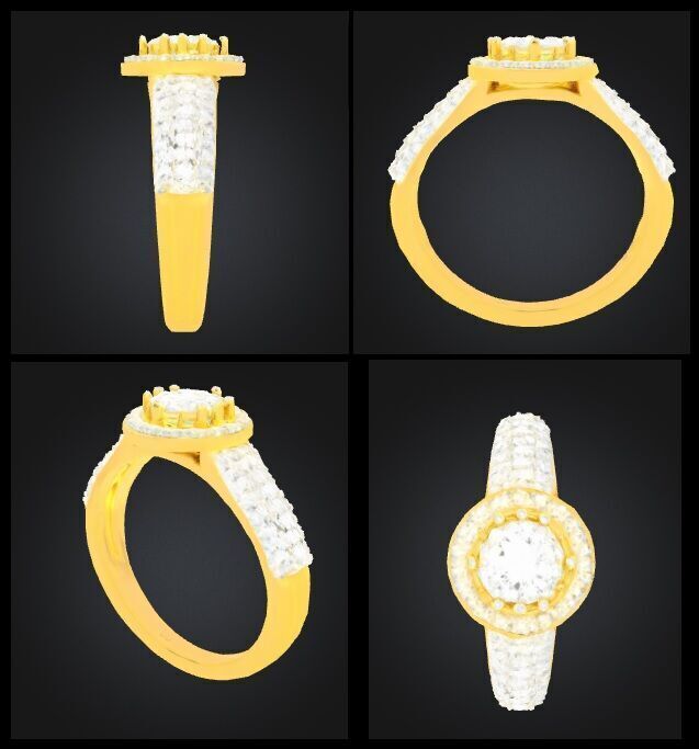 Diamond Garden Ring Low-poly 3D model_1