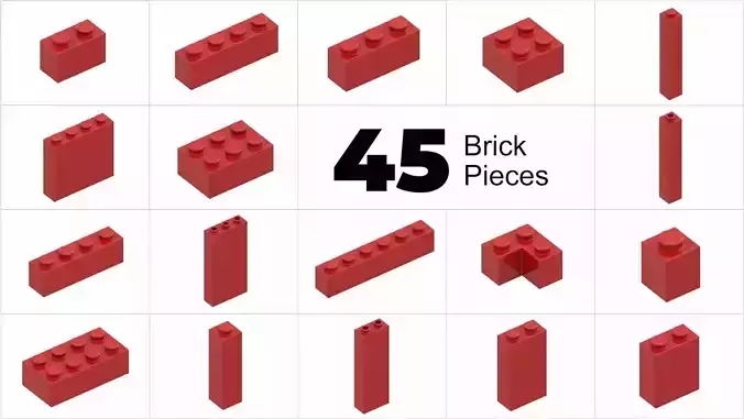 TwindBricks3D - 45 Bricks collection 3D print model
