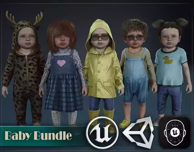 Baby Bundle Low-poly 3D model