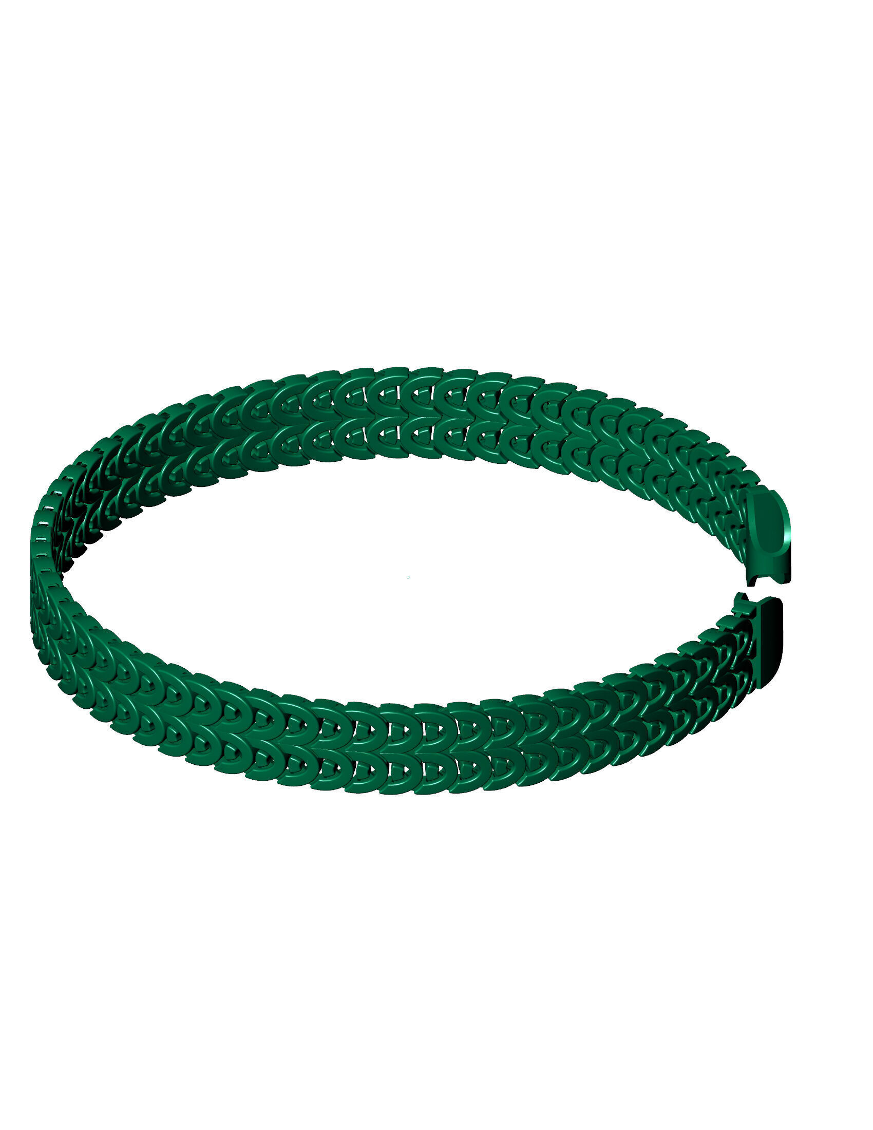 10mm 2 Line Oval Cuban Bracelet Spiral Type for All Metal 3D print model_2