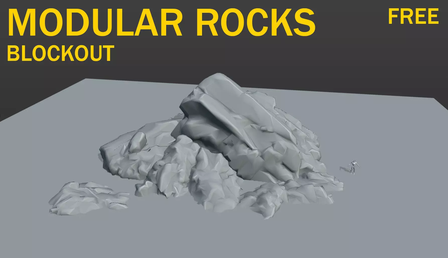 Modular Rocks - Blockout mesh Free low-poly 3D model