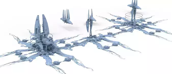 Sci fi  Corral Solar array dish towers 