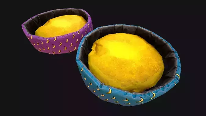 Pet Bed for Cats and Dogs with Banana Print Low-poly 3D model