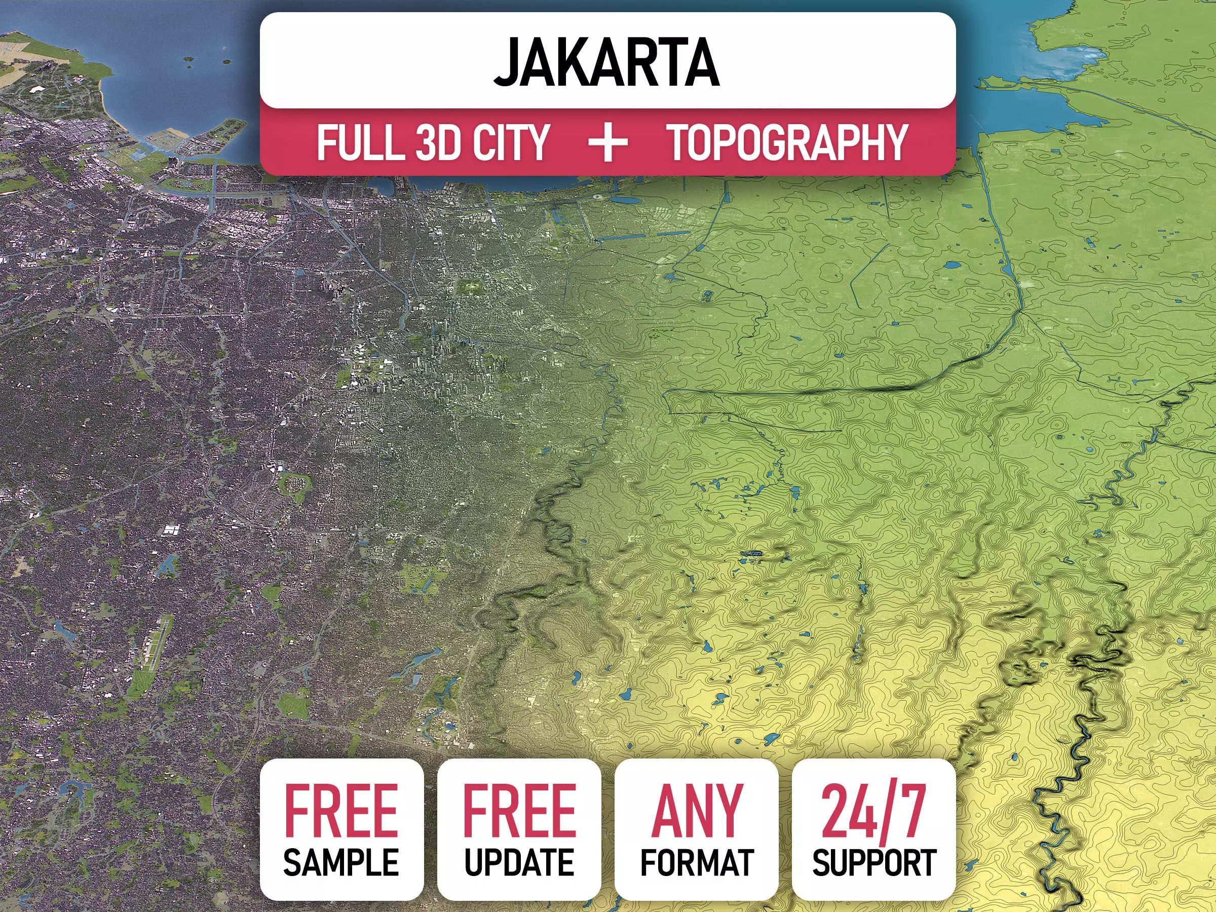 Jakarta - Topography Terrain 3D Model 3D Model Collection_0