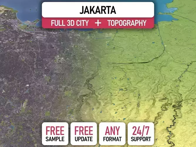 Jakarta - Topography Terrain 3D Model 3D Model Collection