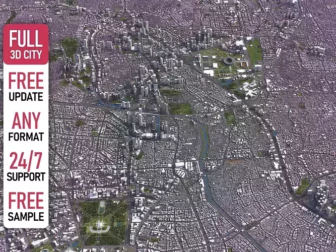 Jakarta - 3D City Model Low-poly 3D model