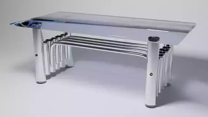 Modern Futuristic Coffee Table with Curved Pipe 
