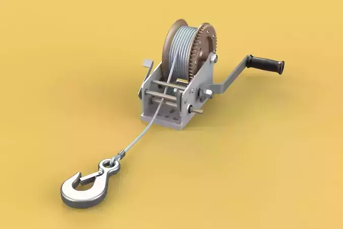 MANUAL ROTARY HAND CRANK WINCH HOIST WIRE ROPE SLING LIFT CRANE 3D model
