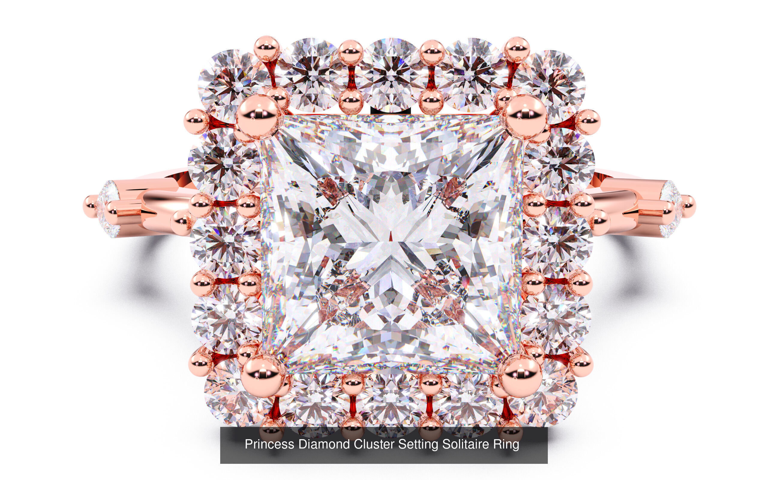 30 Princess  Diamond Solitaire Rings  3D Model Collection_5