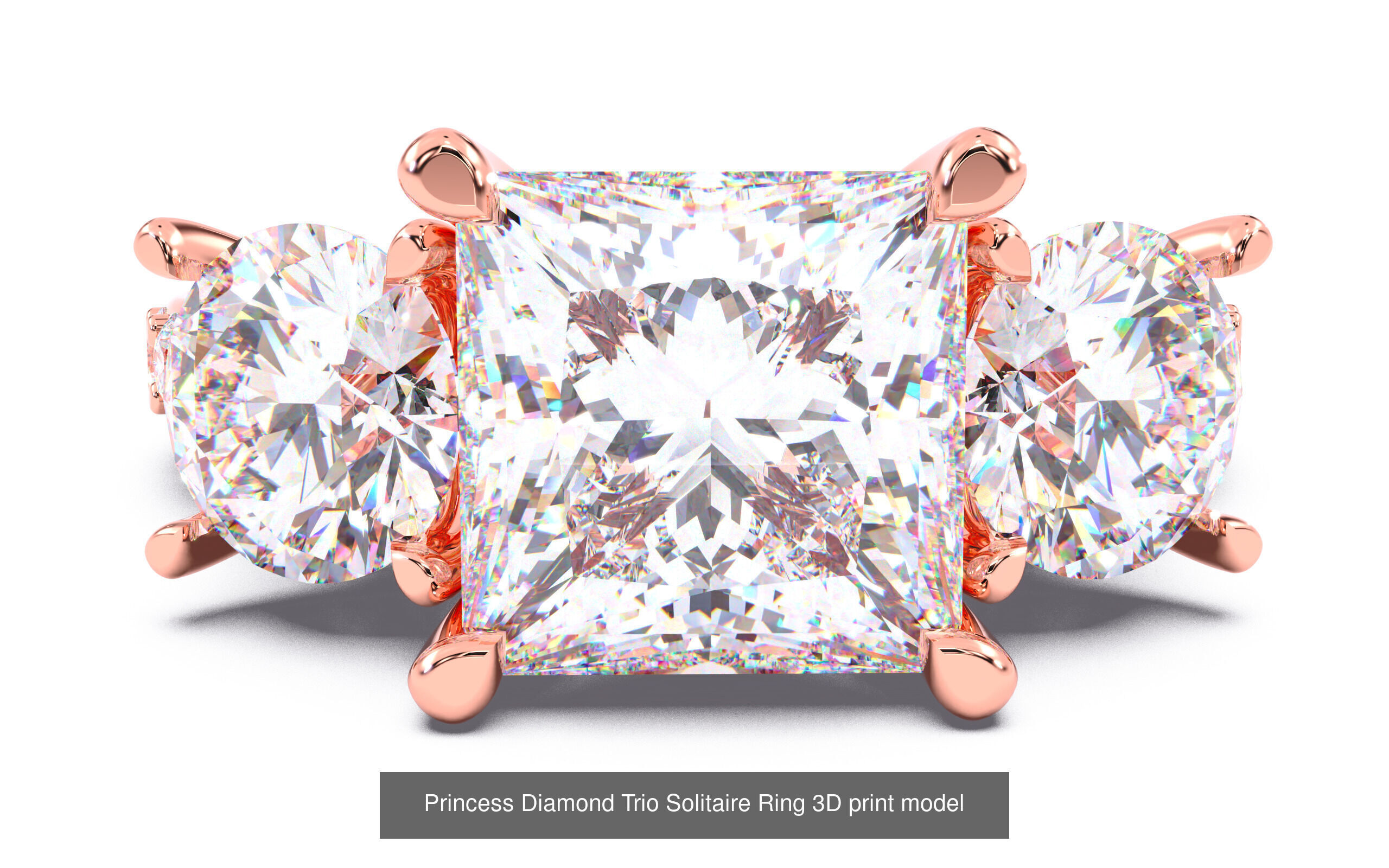 30 Princess  Diamond Solitaire Rings  3D Model Collection_28