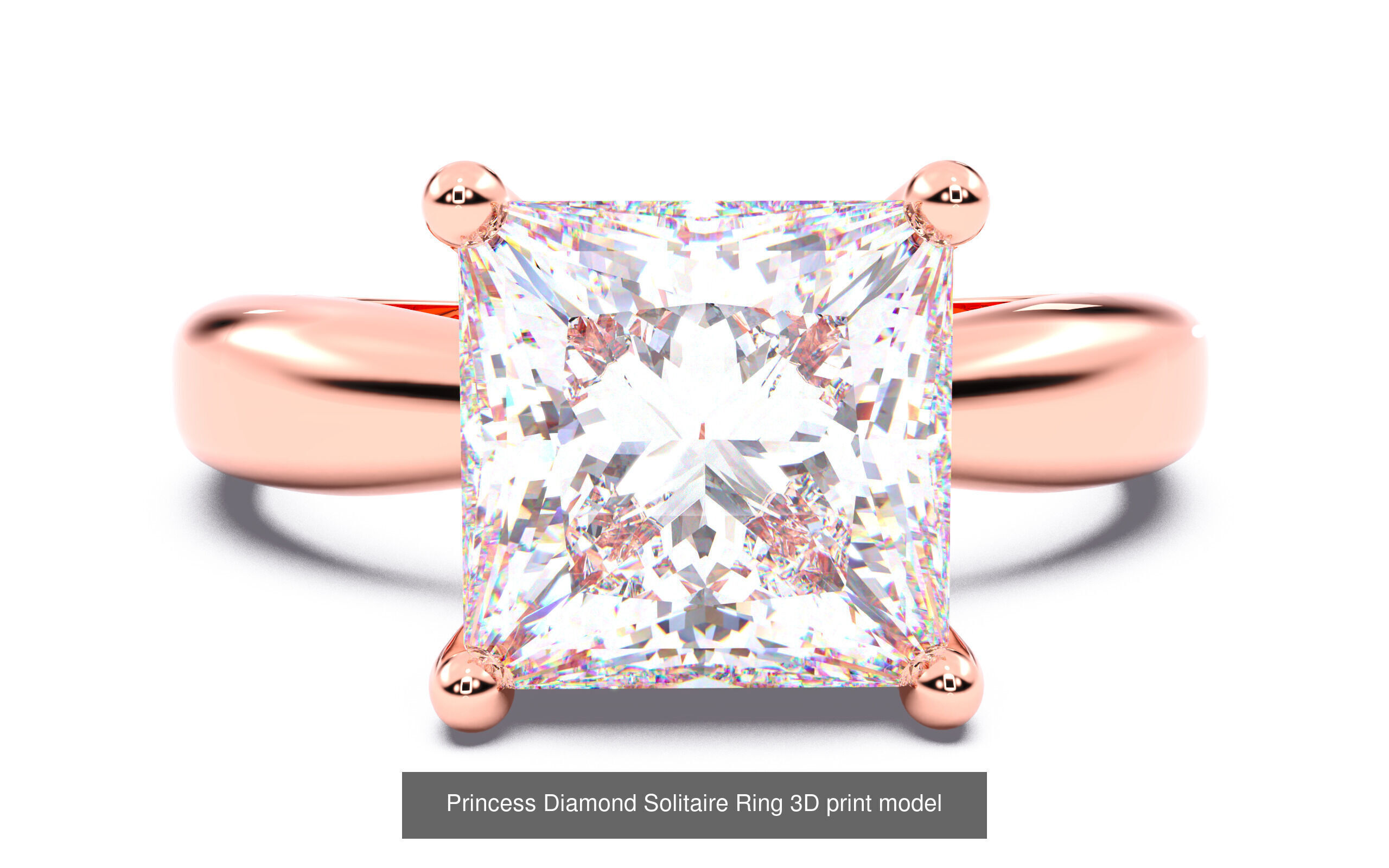 30 Princess  Diamond Solitaire Rings  3D Model Collection_22