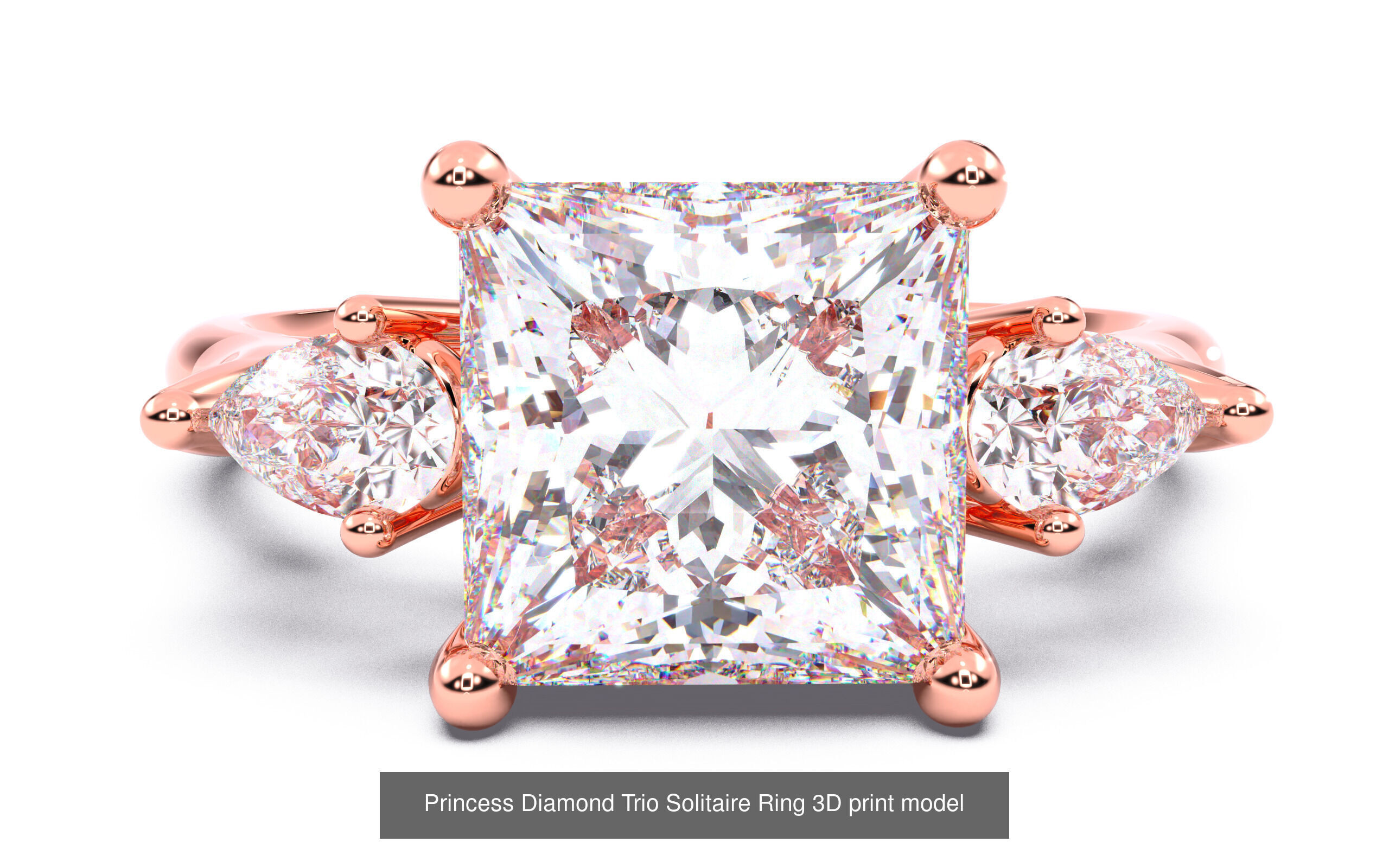 30 Princess  Diamond Solitaire Rings  3D Model Collection_25
