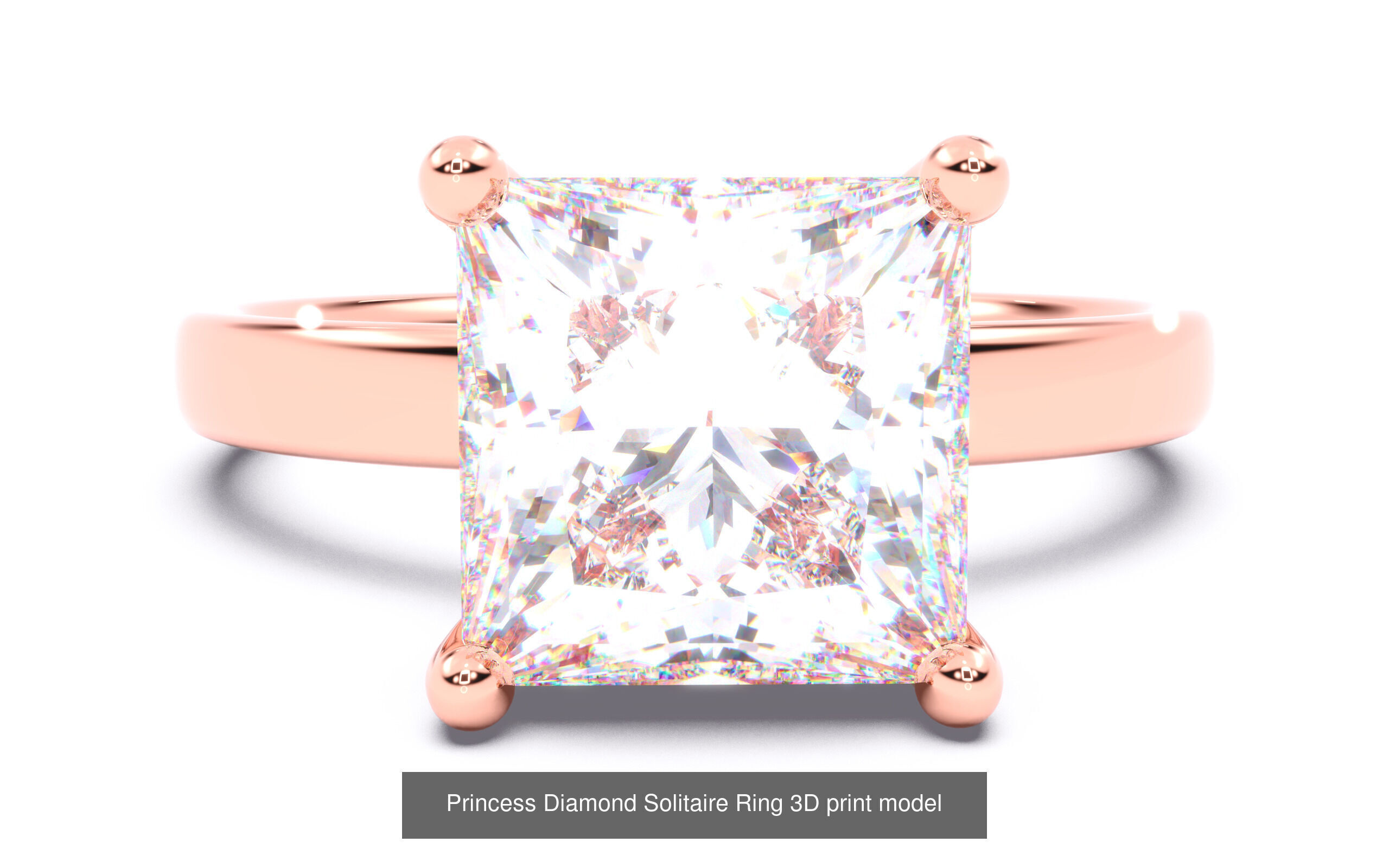 30 Princess  Diamond Solitaire Rings  3D Model Collection_21