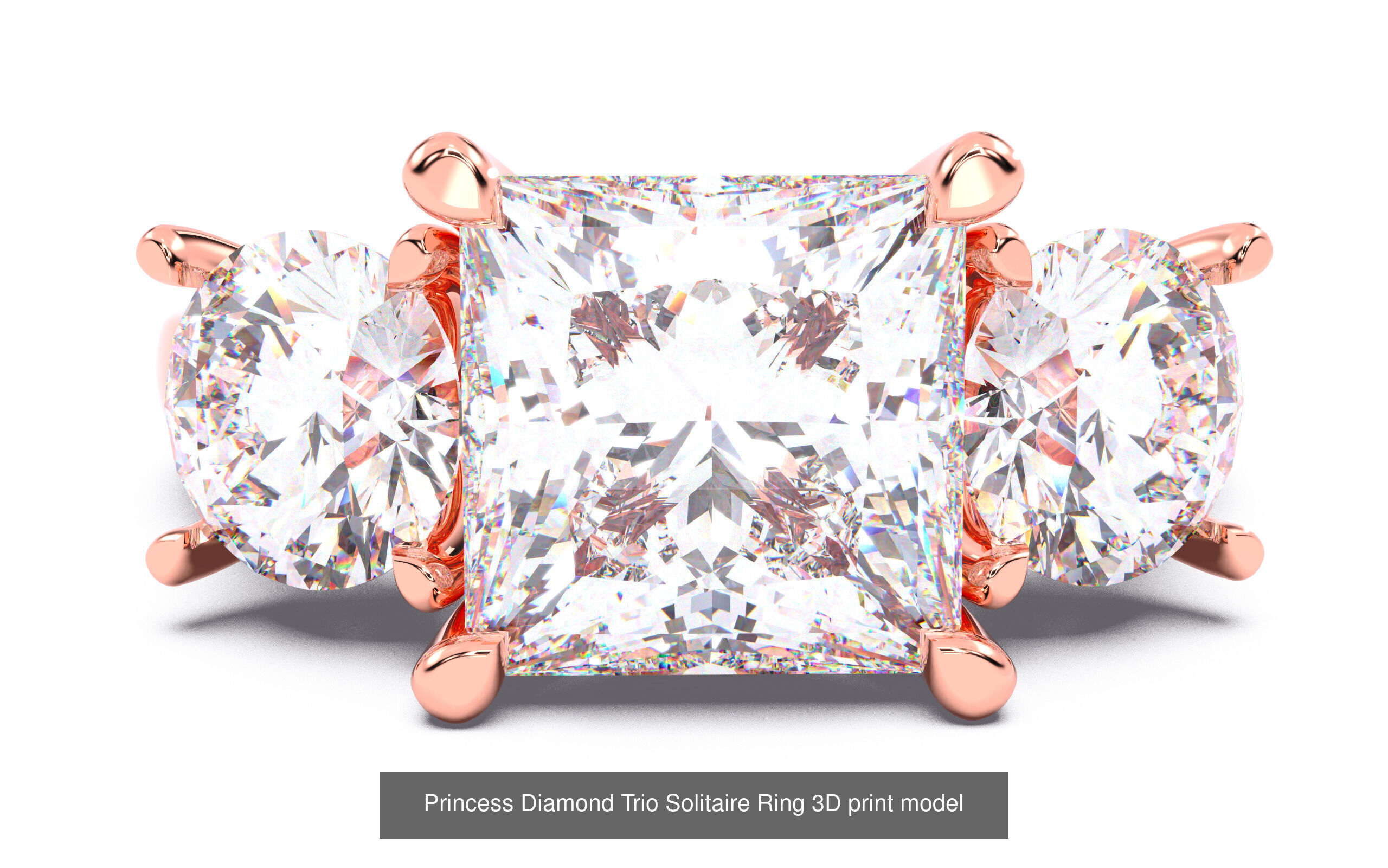 30 Princess  Diamond Solitaire Rings  3D Model Collection_26