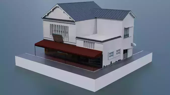 Traditional Japanese Sweets Shop with Residence 3D model