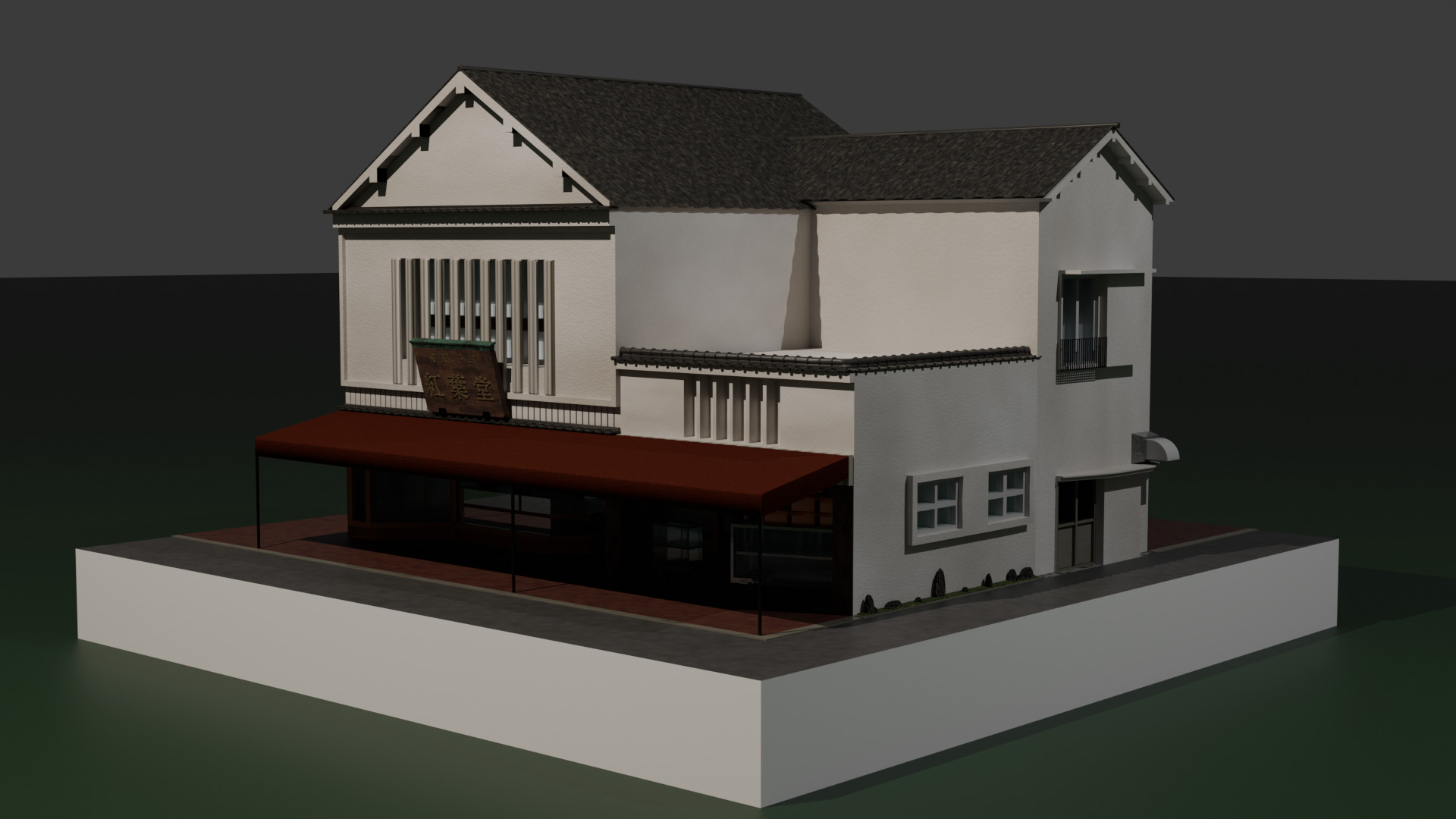 Traditional Japanese Sweets Shop with Residence 3D model_1