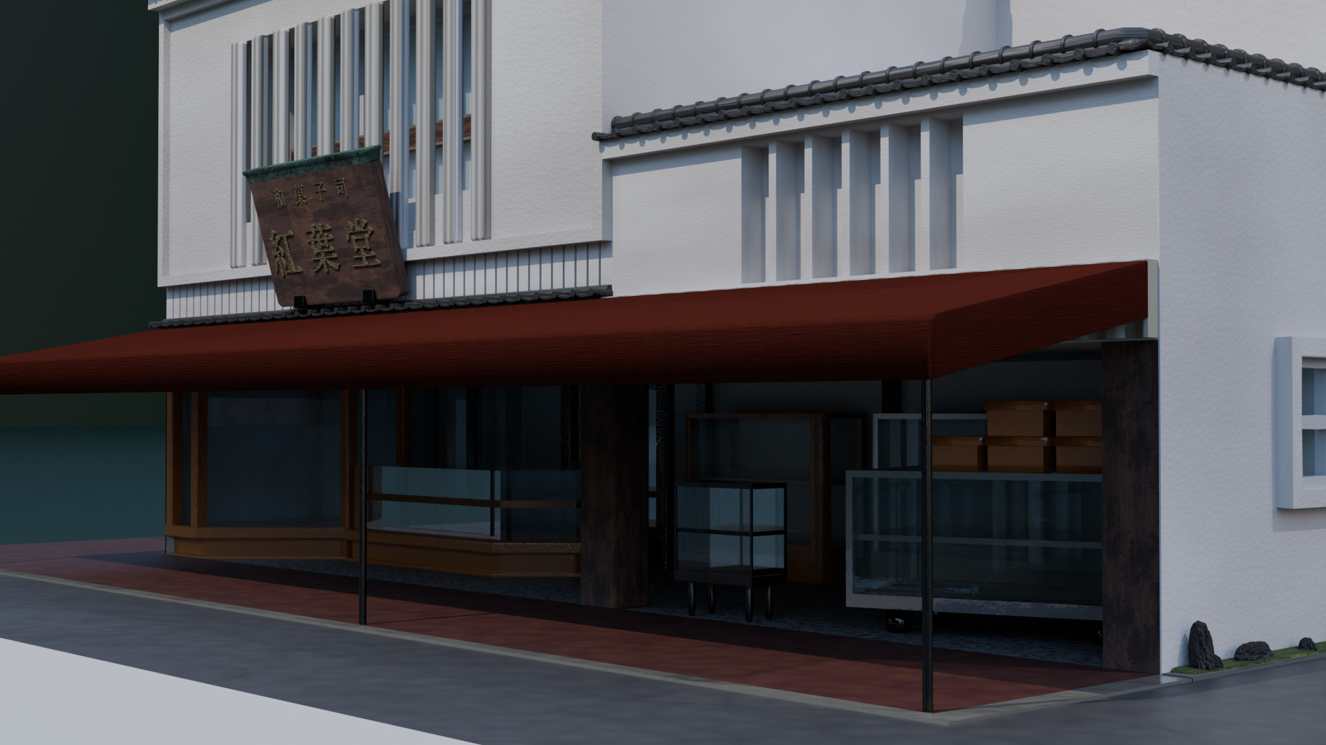 Traditional Japanese Sweets Shop with Residence 3D model_3