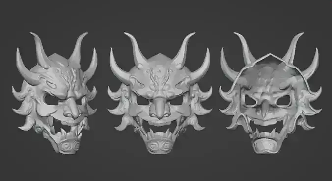  Samurai Demon Mask Japanese Traditional 3D Print Model  3D print model