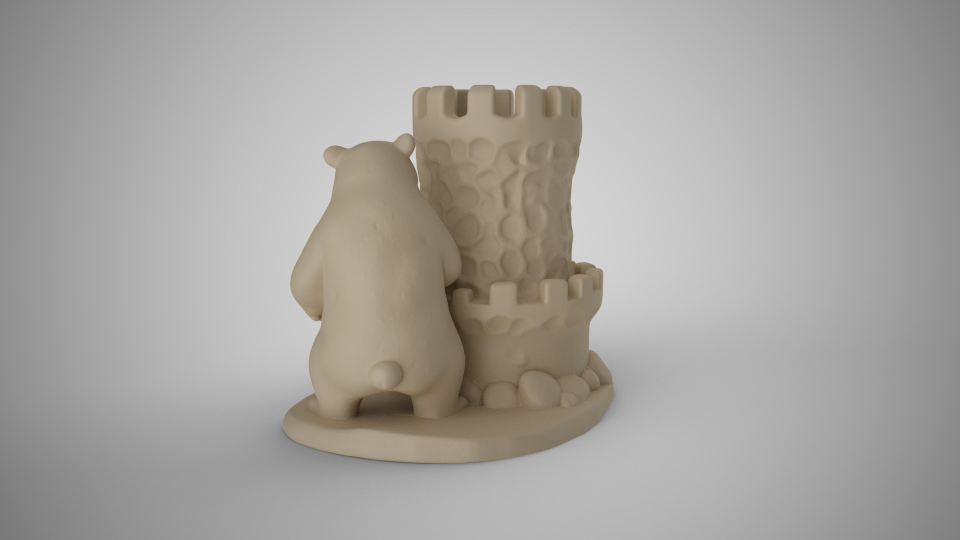 Bear Castle Pen Holder 3D print model_7