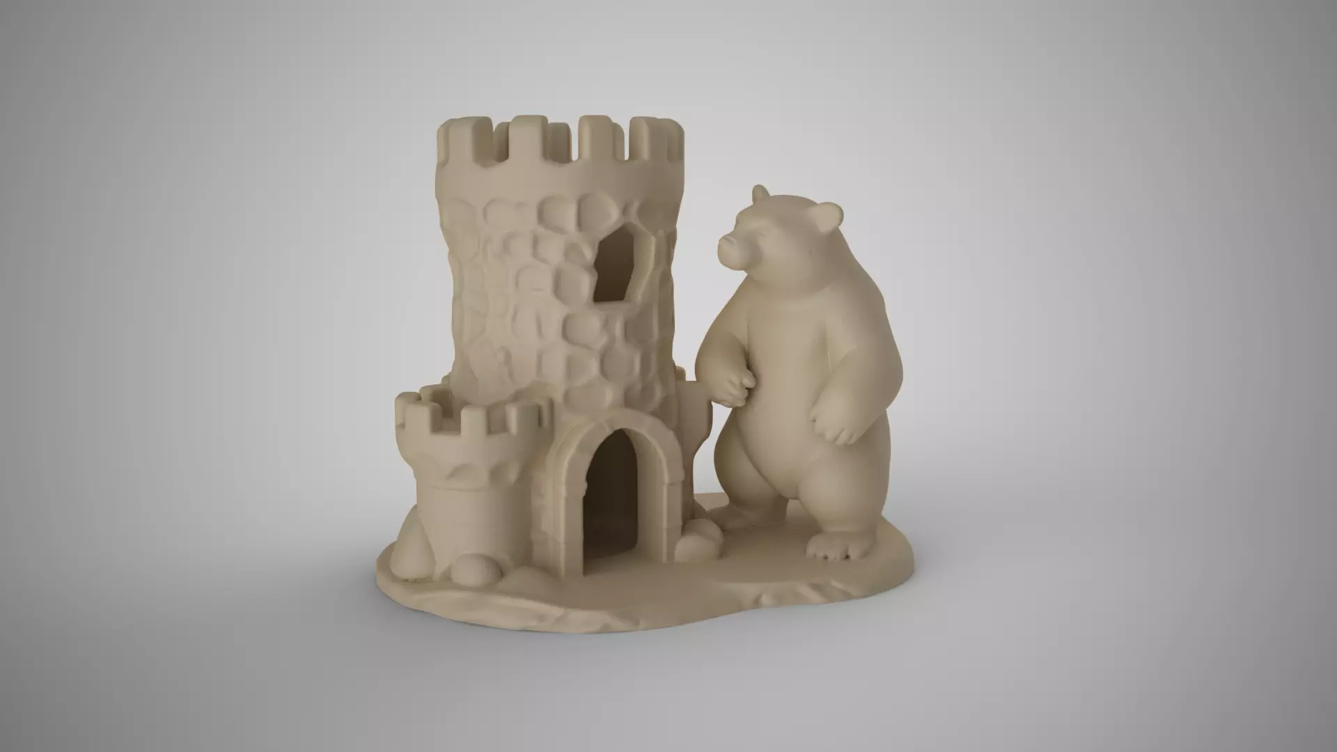 Bear Castle Pen Holder 3D print model_0