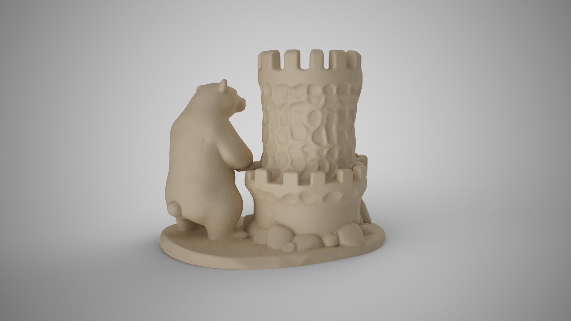 Bear Castle Pen Holder 3D print model_6