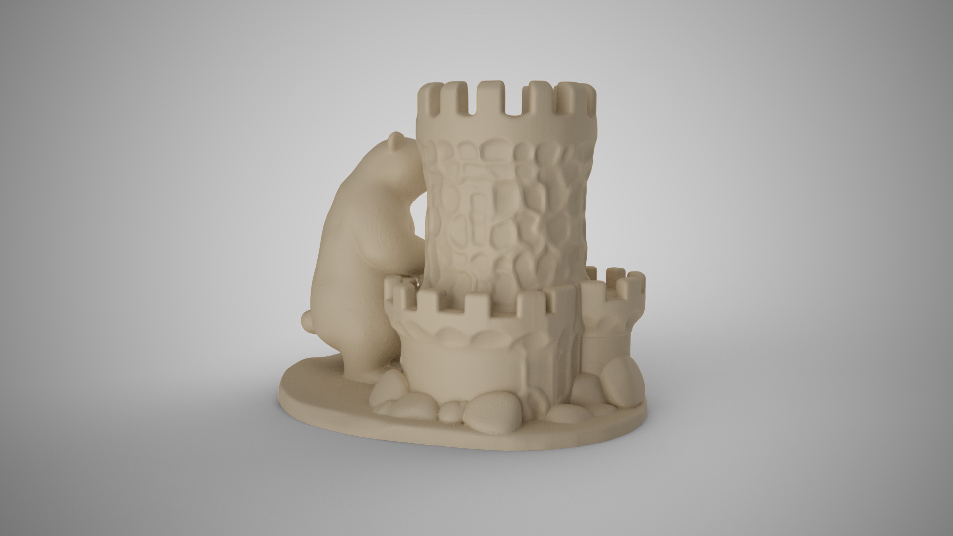 Bear Castle Pen Holder 3D print model_5