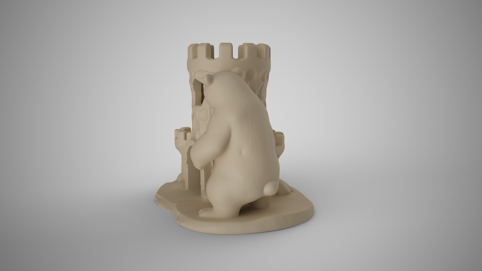 Bear Castle Pen Holder 3D print model_8