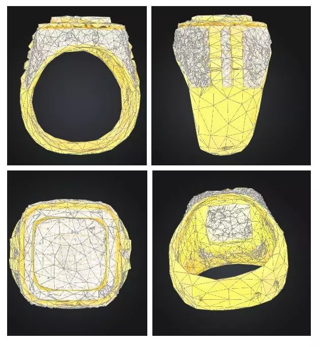 frozen gold diamond ring Low-poly 3D model_0