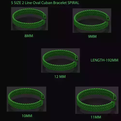 5 Size 2 Line Oval Cuban Bracelet Spiral Type for All Metal 