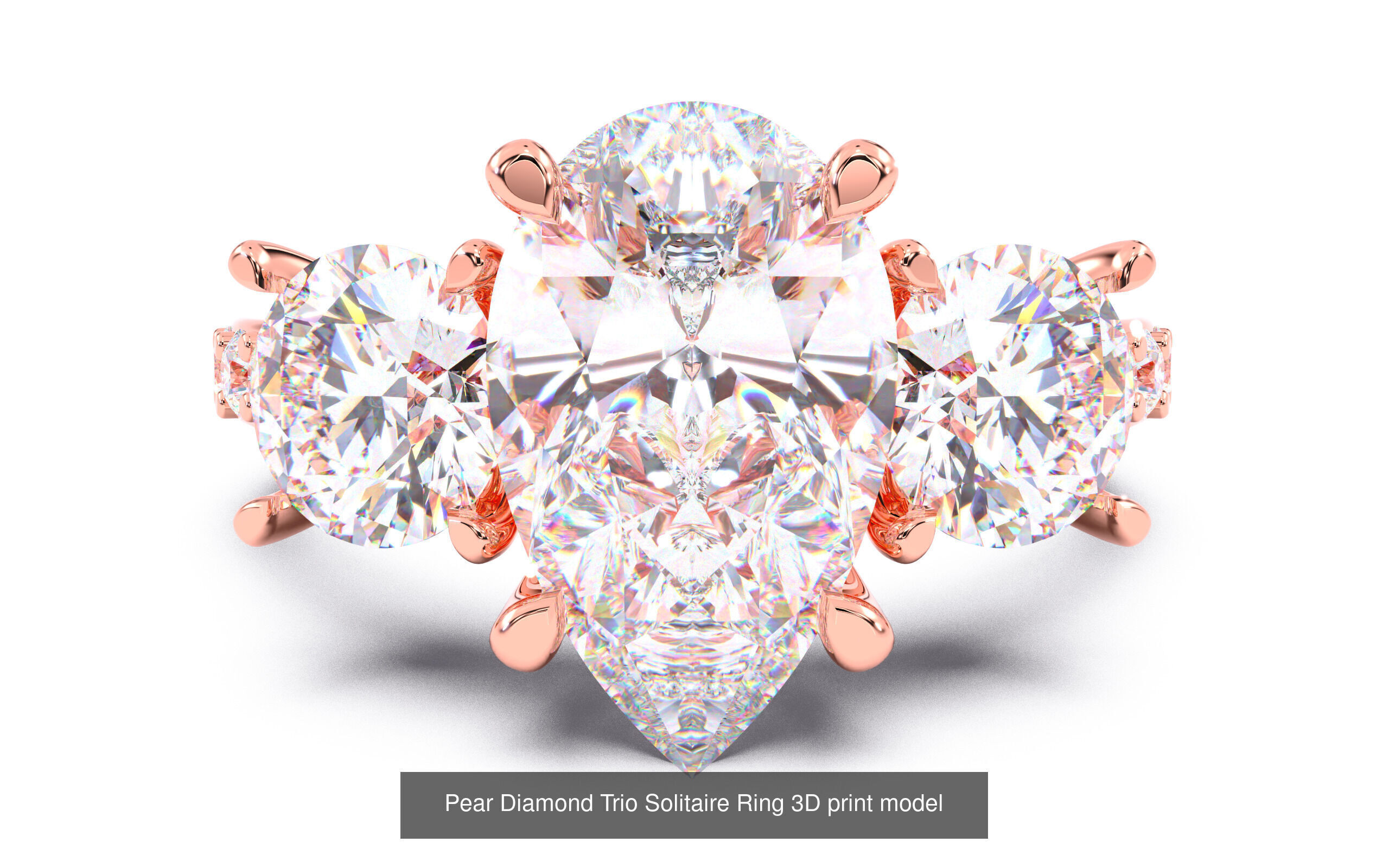 30 Pear Diamond Solitaire Rings 3D Model Collection_30
