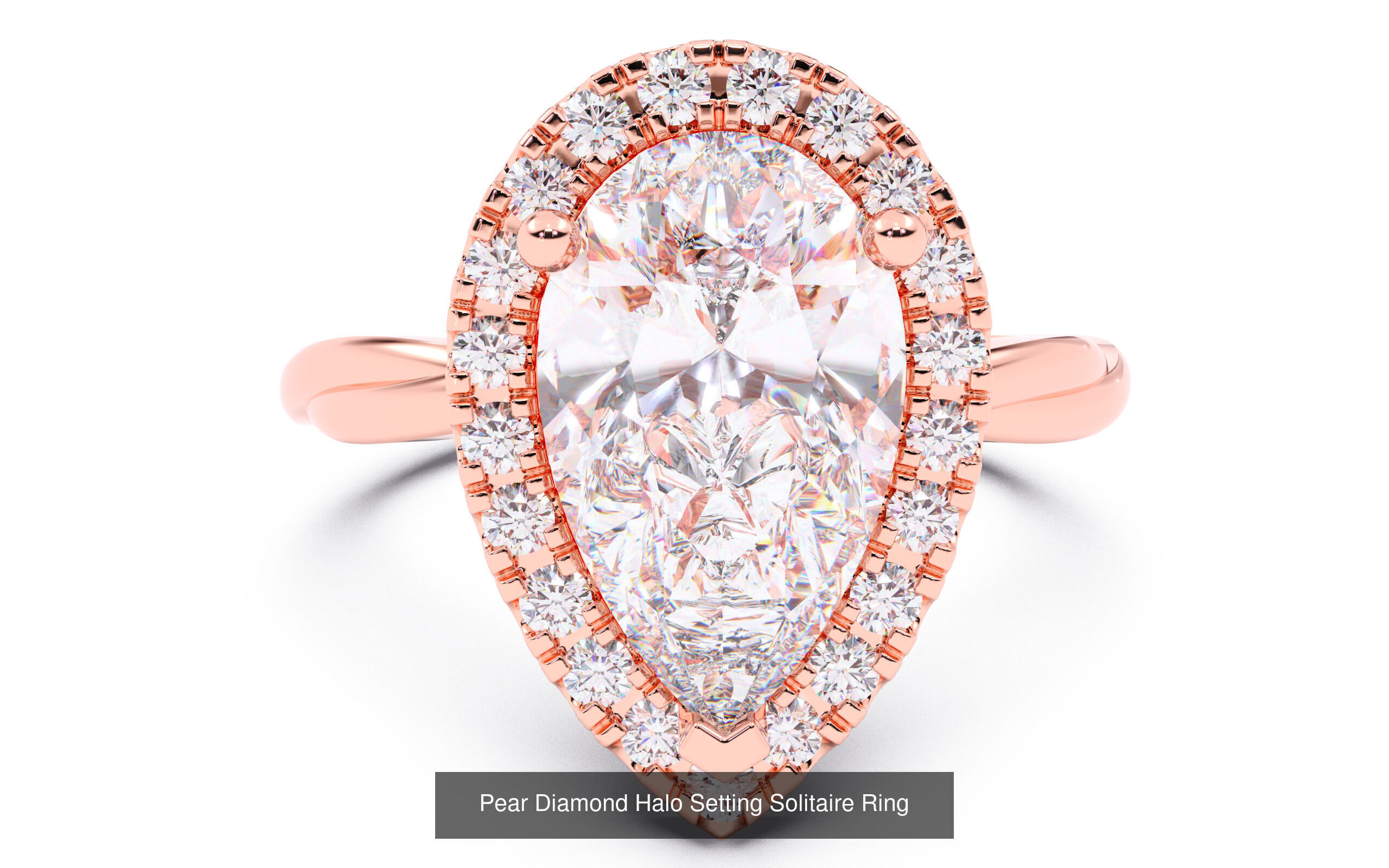30 Pear Diamond Solitaire Rings 3D Model Collection_8