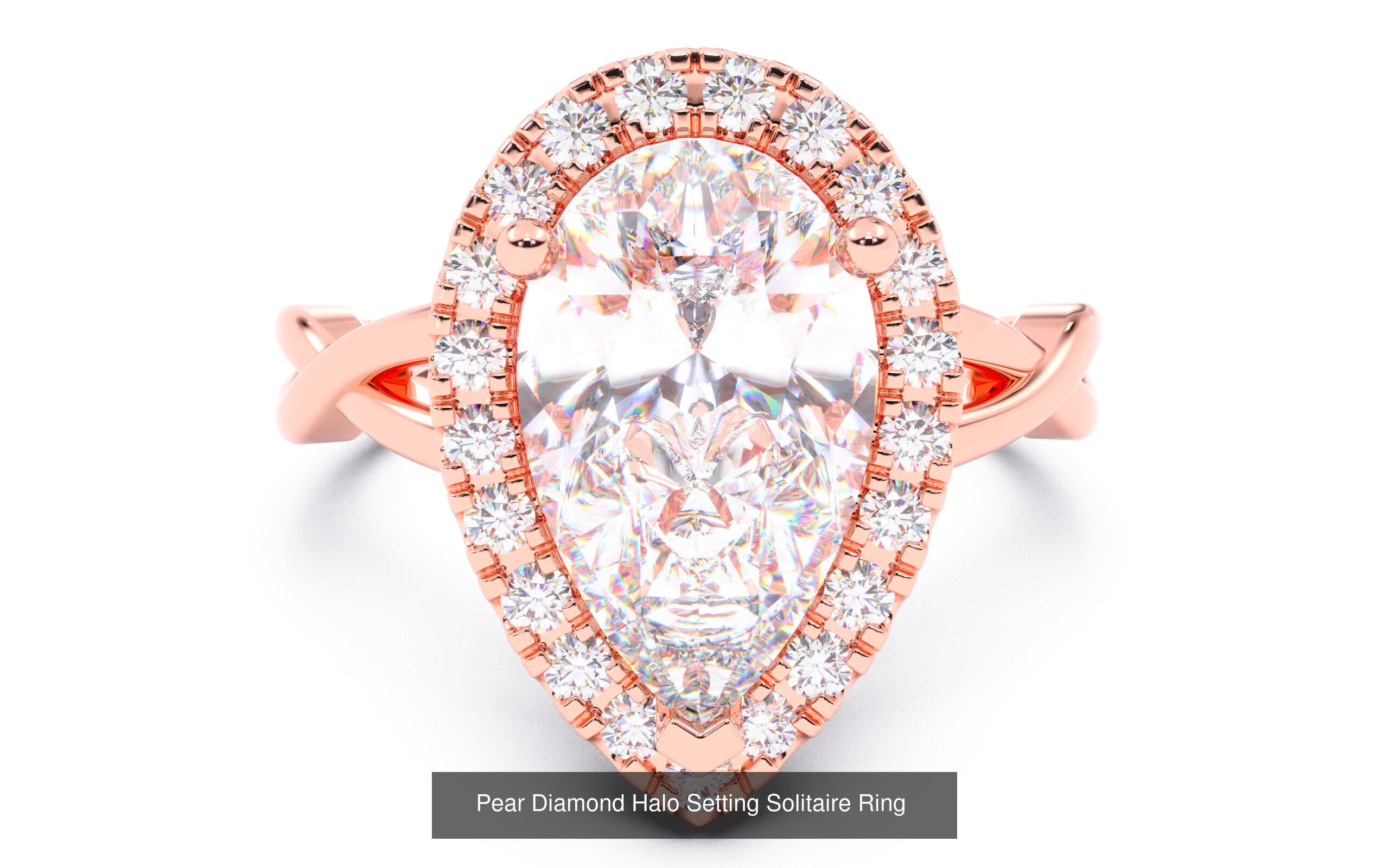 30 Pear Diamond Solitaire Rings 3D Model Collection_9