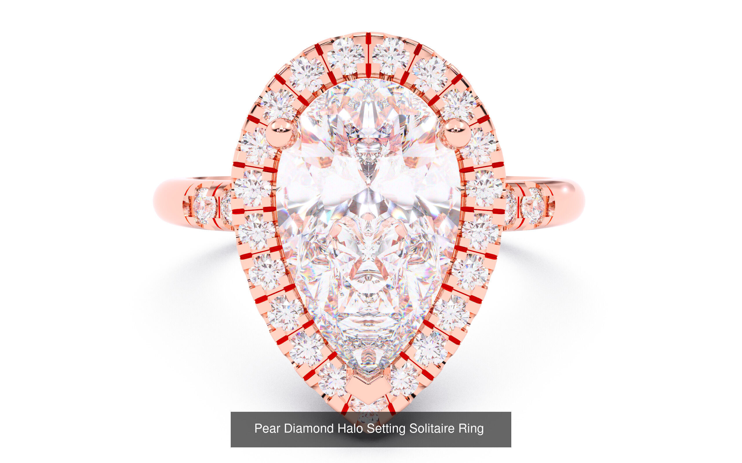 30 Pear Diamond Solitaire Rings 3D Model Collection_6