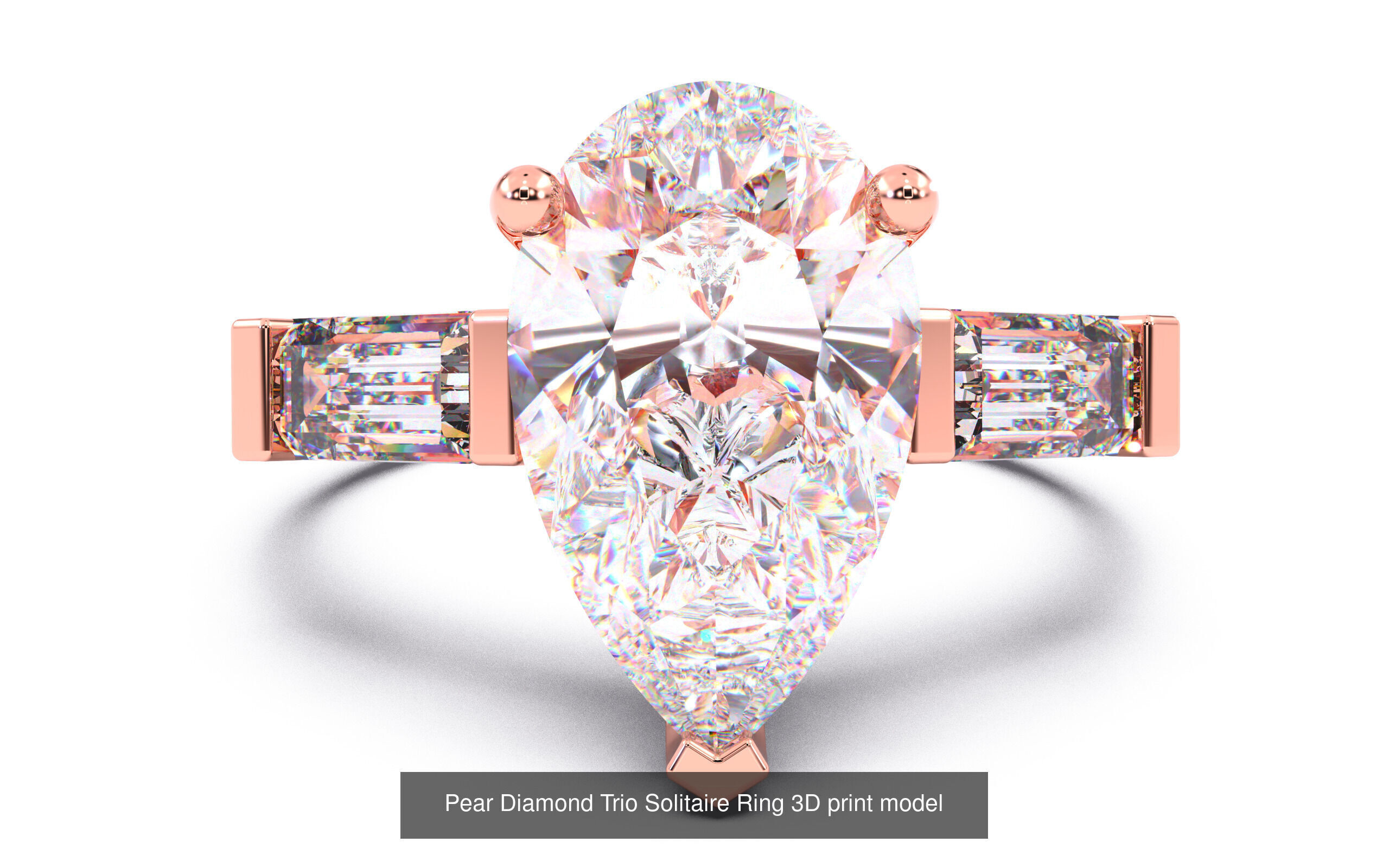 30 Pear Diamond Solitaire Rings 3D Model Collection_27