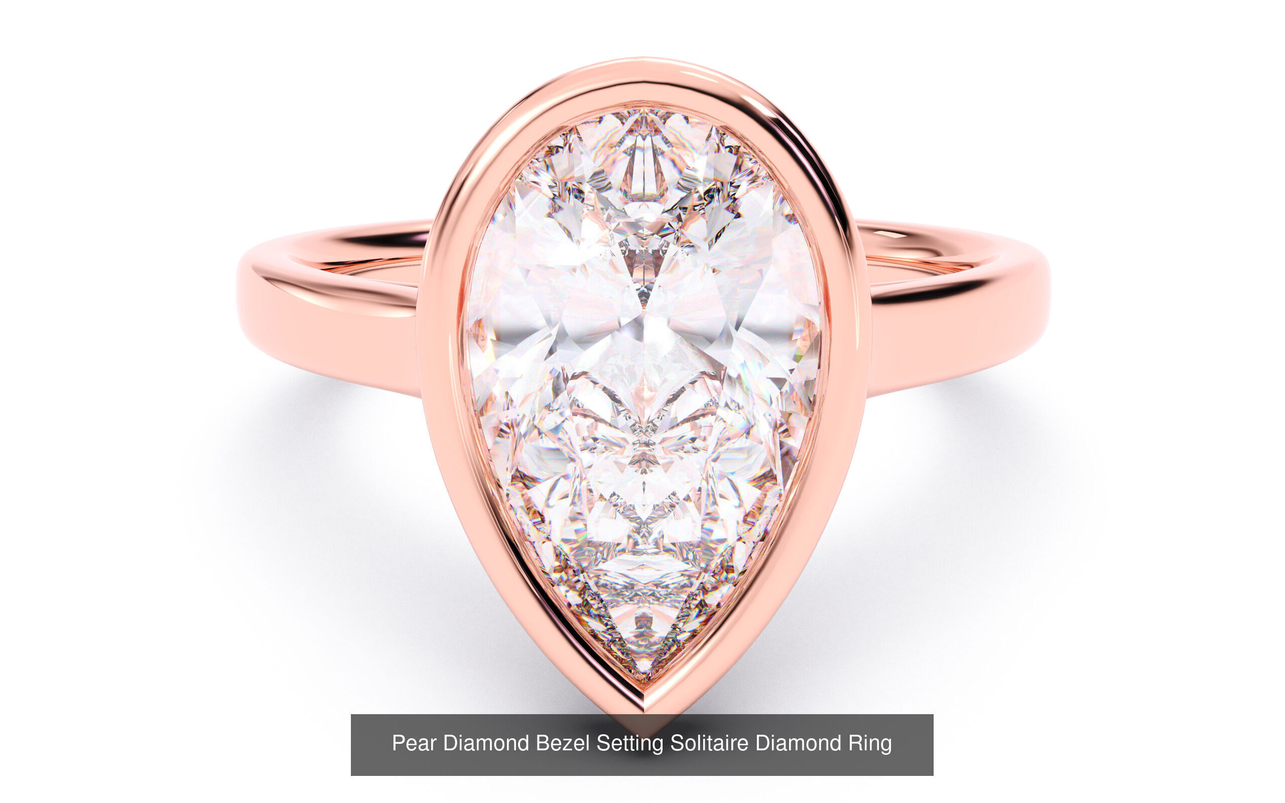 30 Pear Diamond Solitaire Rings 3D Model Collection_2